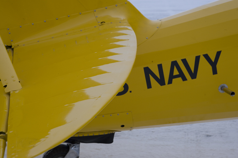 Naval Aircraft Factory N3N close up yellow tail