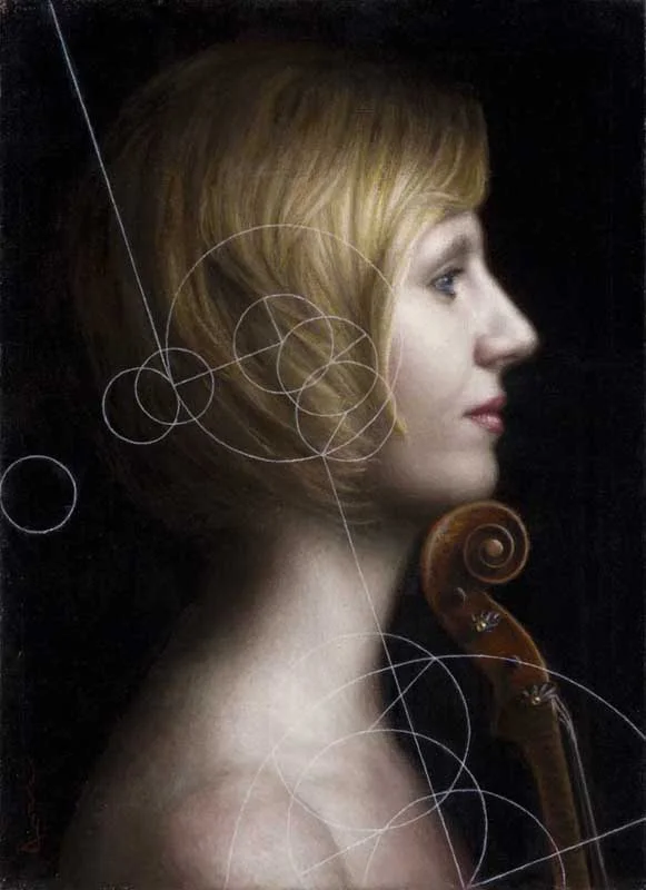 "Joanna", a commission completed in 2013, as an anniversary gift from husband to wife. With his geometric design and her favorite violin.