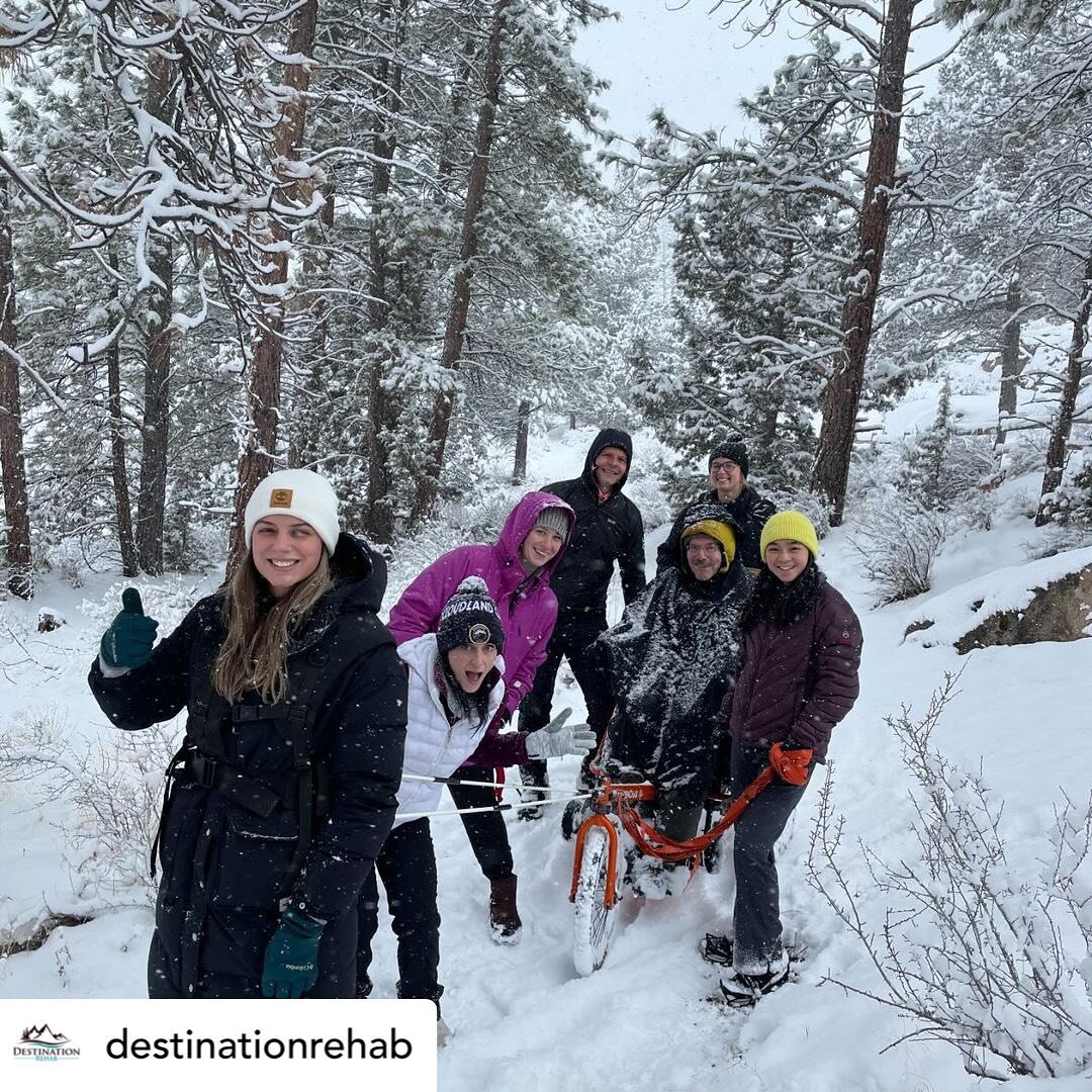 Repost &bull; @destinationrehab We had a magical morning playing in the snow and learning all about @theadvenchair. We have 4 Doctor of Physical Therapy students from Emory University with us this week for a service learning trip. This morning, they 