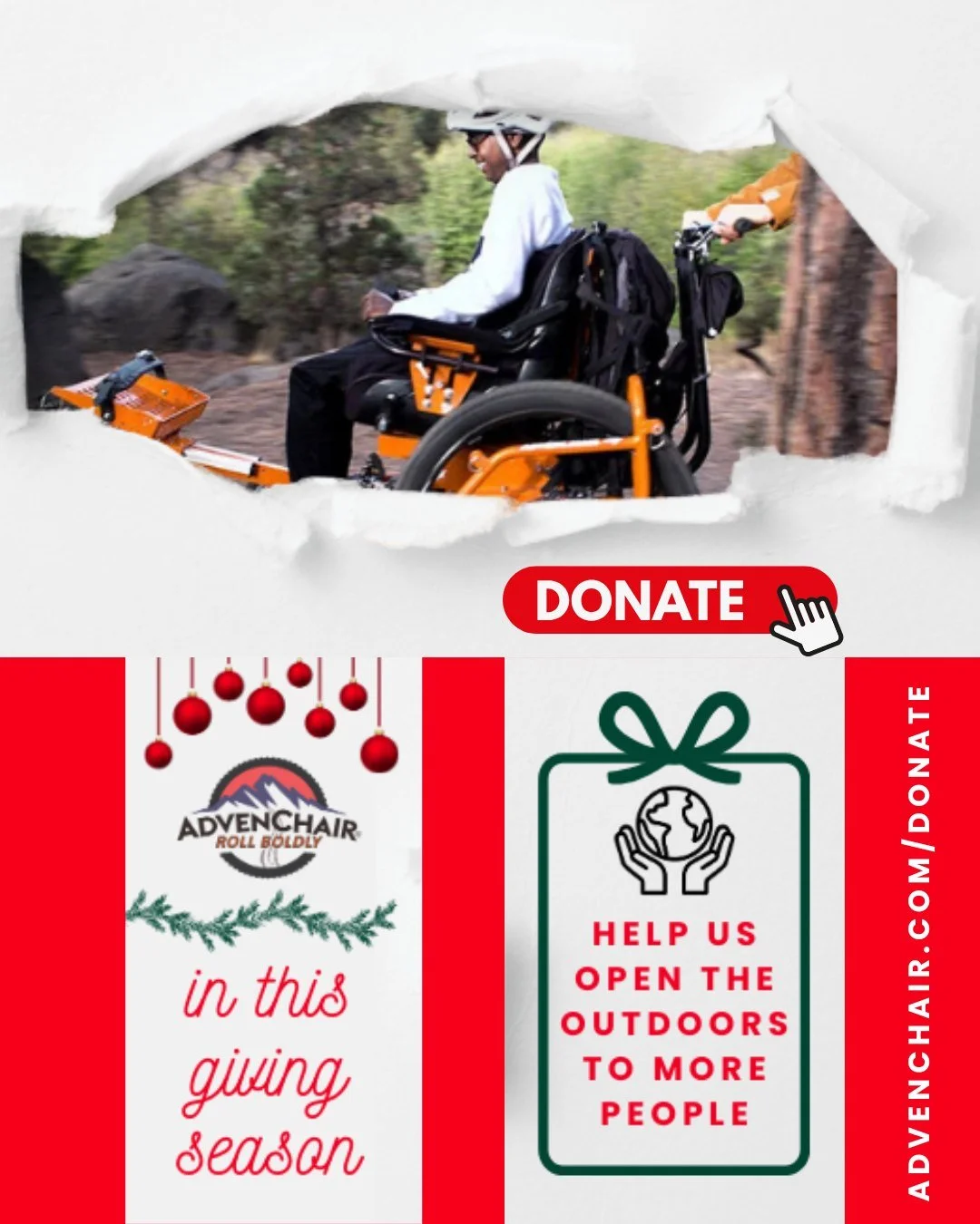 &quot;When I first sat in the AdvenChair, the world opened up&mdash;it was the most exciting experience for me because I hadn&rsquo;t hiked in fifteen years.&rdquo; &ndash; Issac Shannon, born with Cerebral Palsy and Mitochondrial disease

At AdvenCh