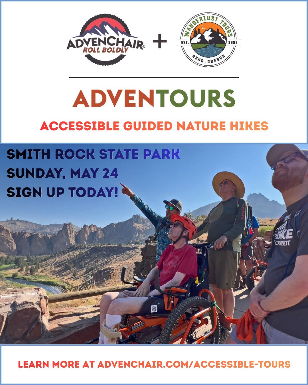 The Smith Rock Hiking Tour is a part of our AdvenTours accessible tour series with @wanderlusttours! While the tour is open to those with mobility needs, it is also open to the public and is a unique opportunity to explore an area where they do not t