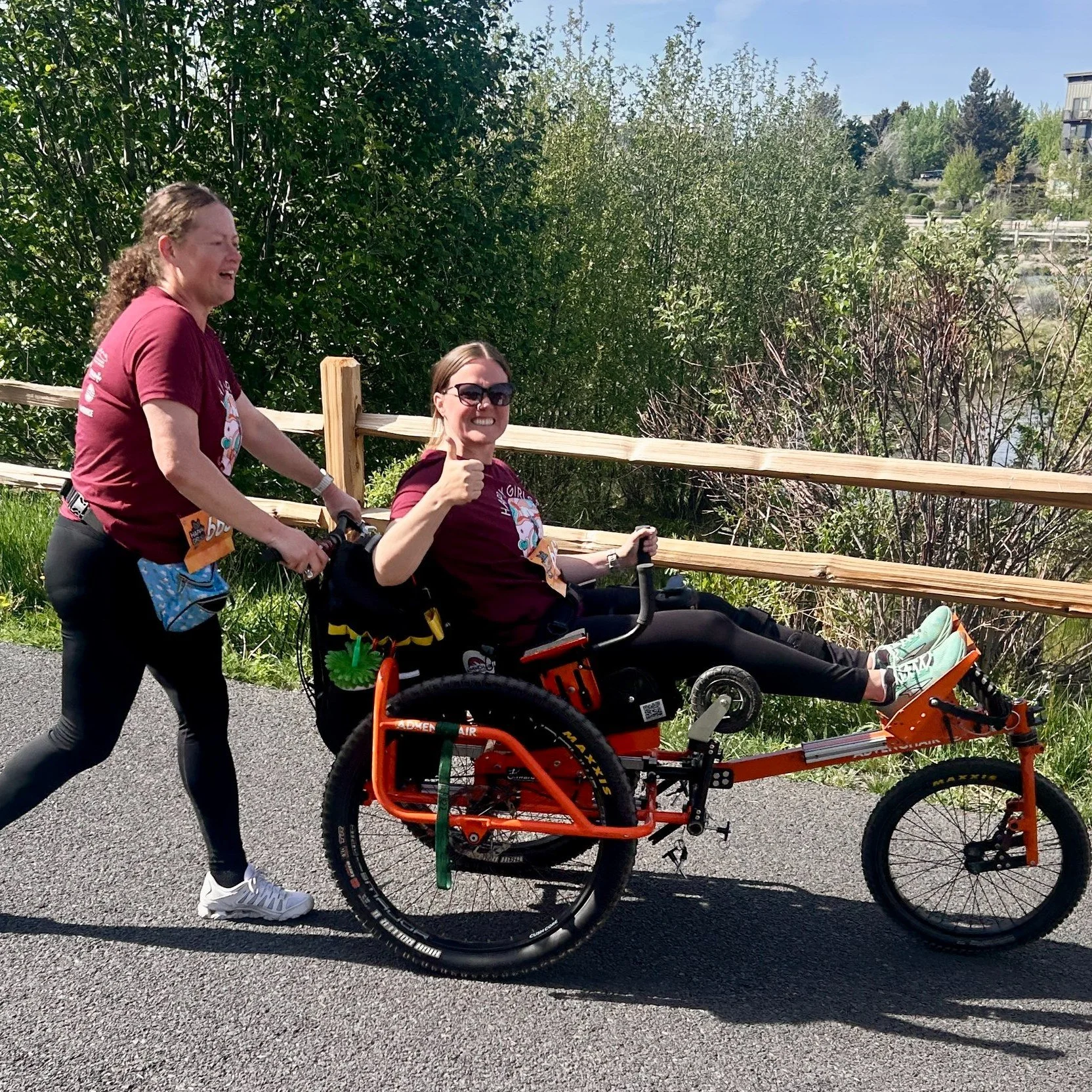 We love this happy AdvenChair user story! "After signing up for the Happy Girl 5K with my friend for her very first 5K, I tore my ACL skiing just two weeks later. As an active person, going from daily movement to limited mobility was mentally cr