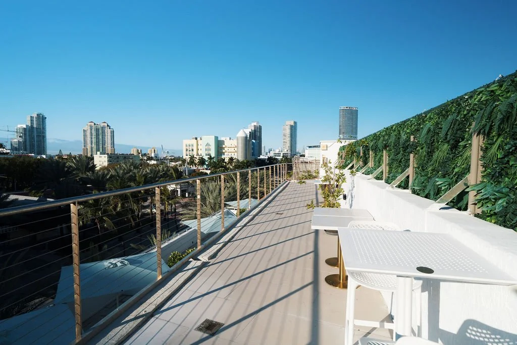Rooftop terrace with Miami Beach skyline views