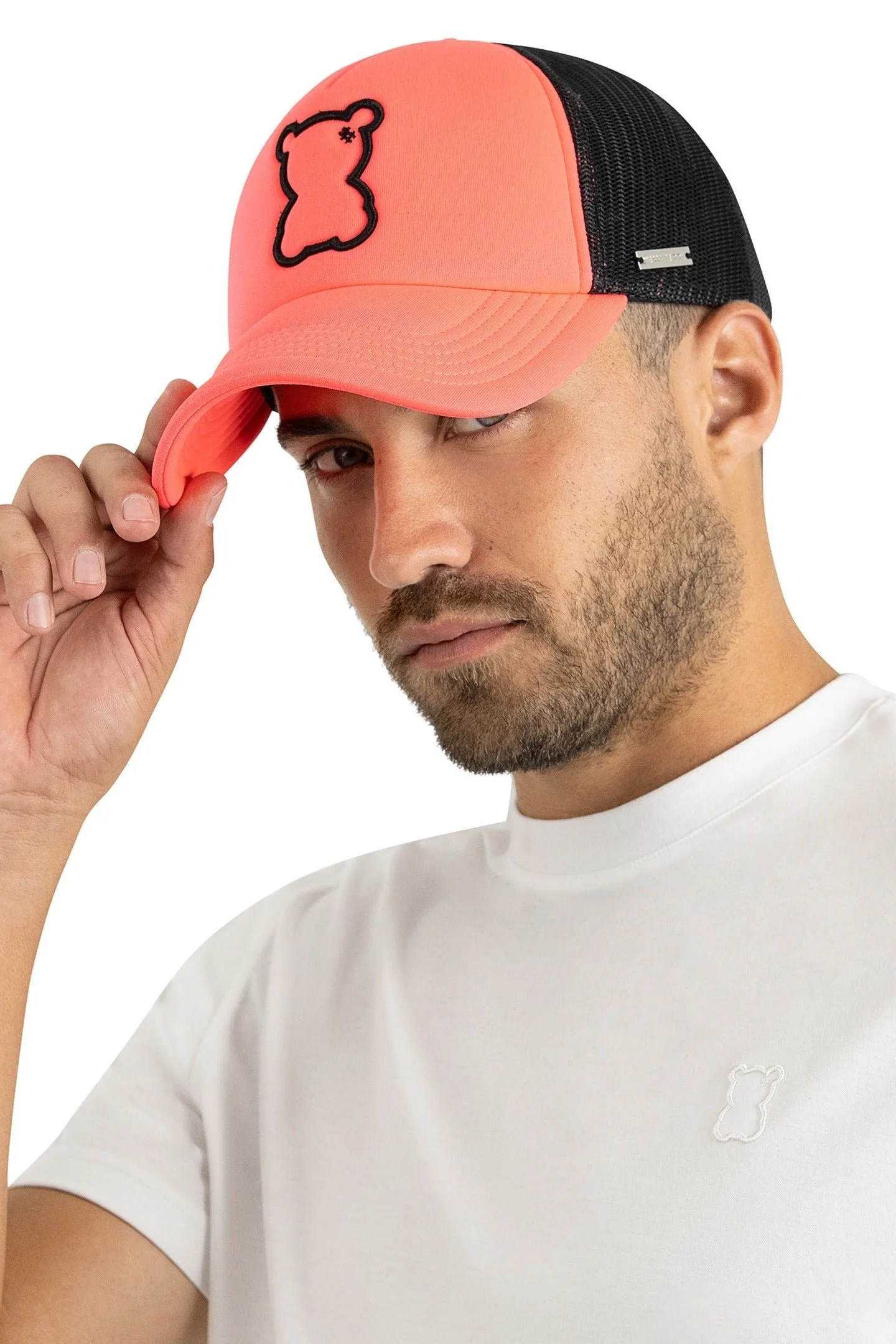 messy teddy e-commerce model hat pink front.jpg