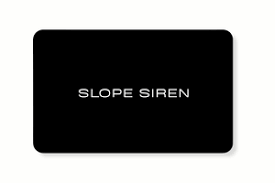 Black card with white text reading 'SLOPE SIREN'.