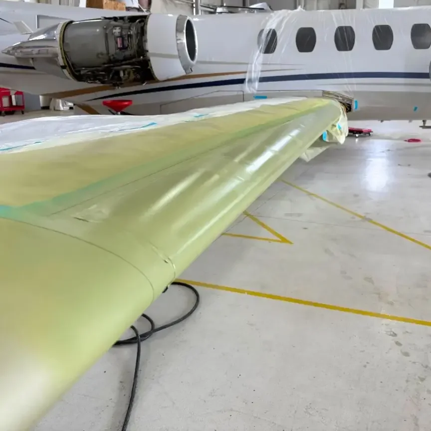 Wing leading edge prepped for a new de-ice boot