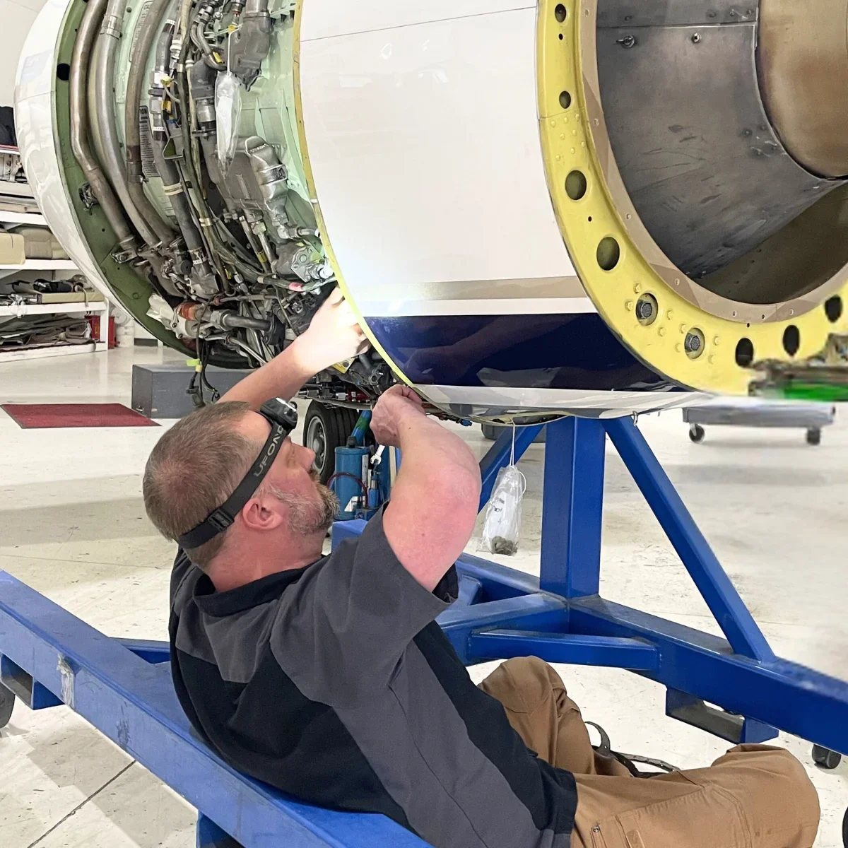 Aviation maintenance technician at work