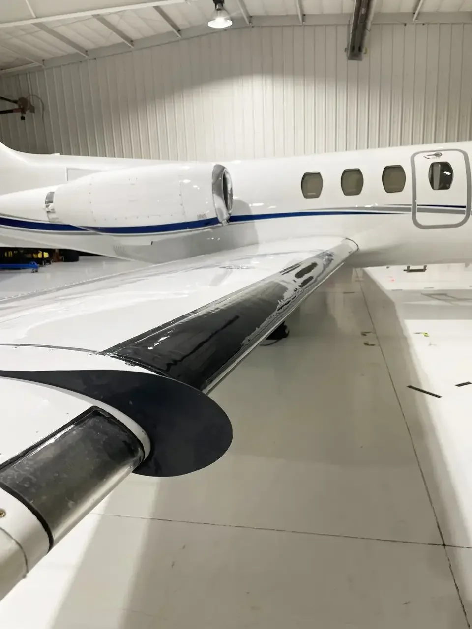 Finished de-ice boot on a Citation wing