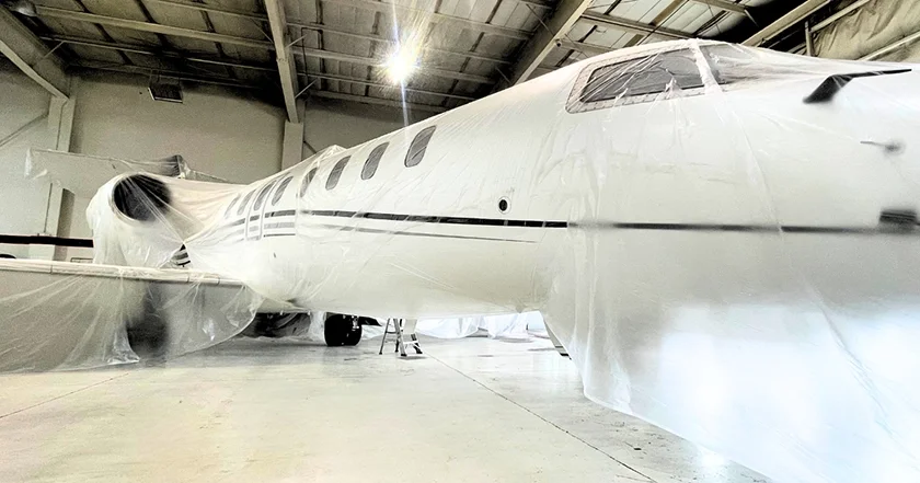 Aircraft paint prep at Haggan Aviation