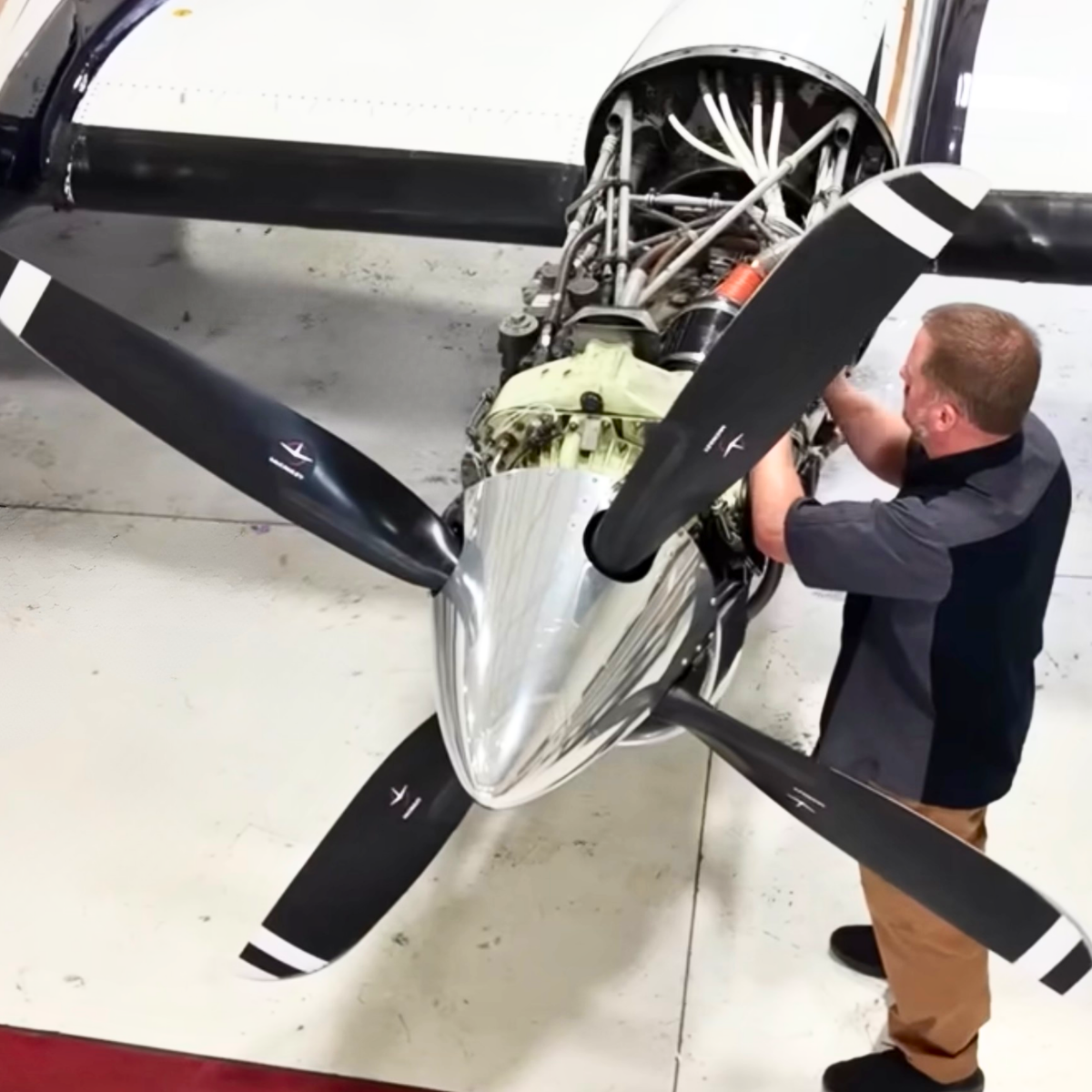 Aviation maintenance technician at work