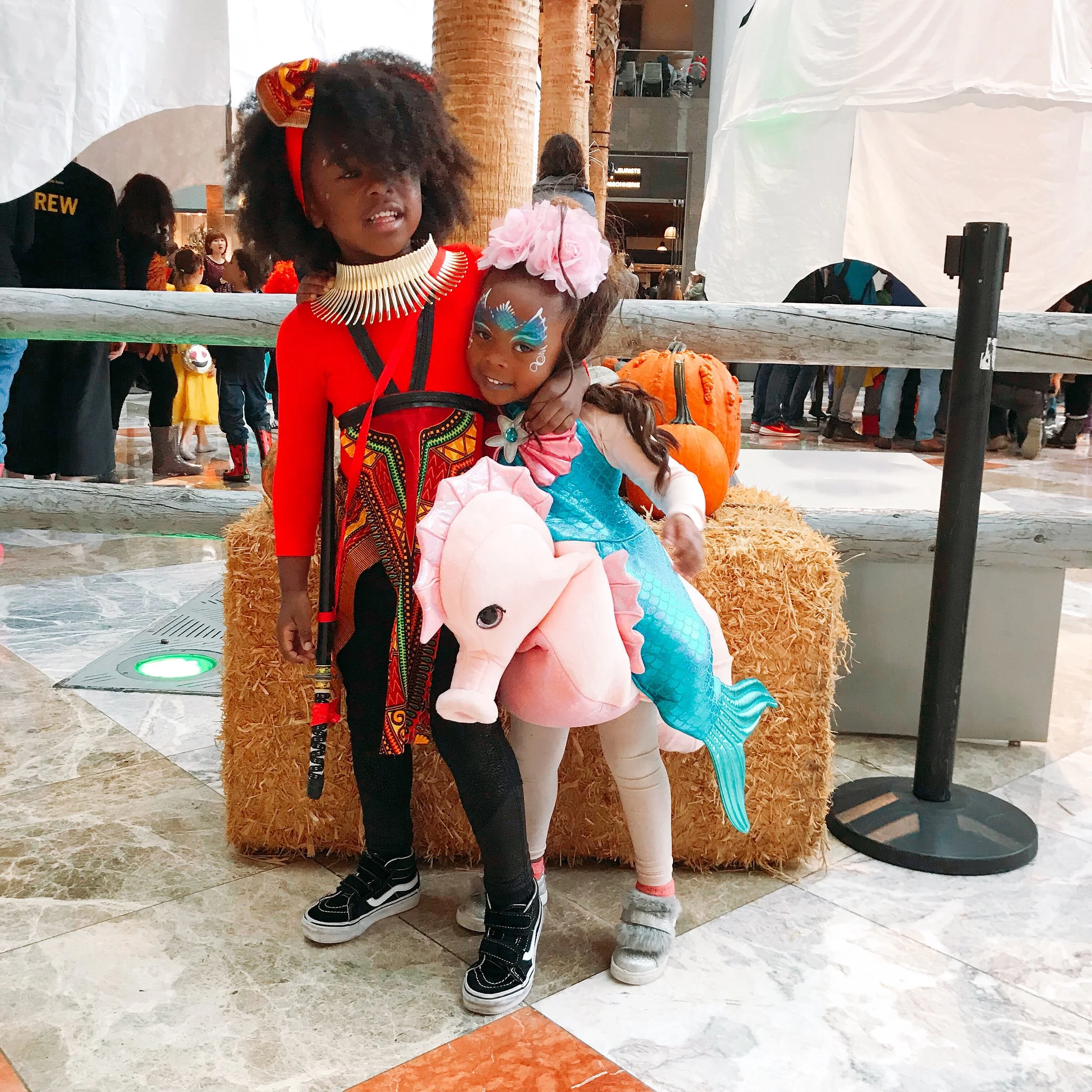 wakanda warrior and mermaid on seahorse shala - Halloween 2018