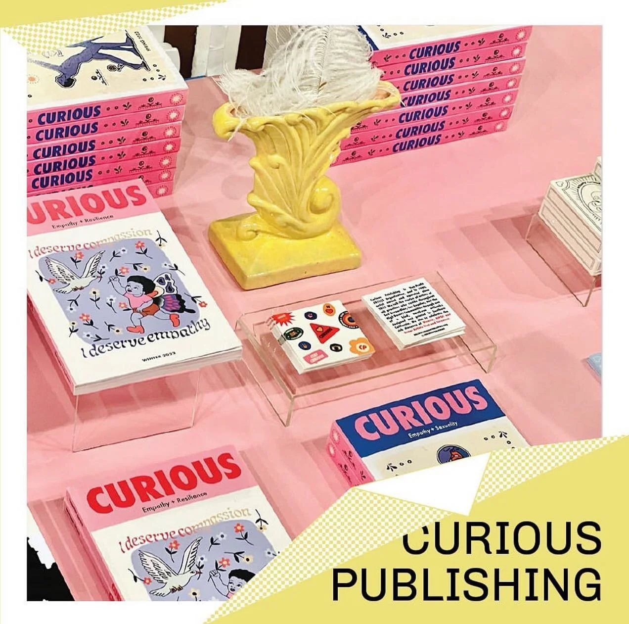 👀 Curious is coming to the WA for the @seattleartbookfair this weekend! This marks the first ever CP business trip out of state, and a huge milestone for how far we&rsquo;ve come. Apply for those long distance fairs, kids. Make that shit happen. 💐