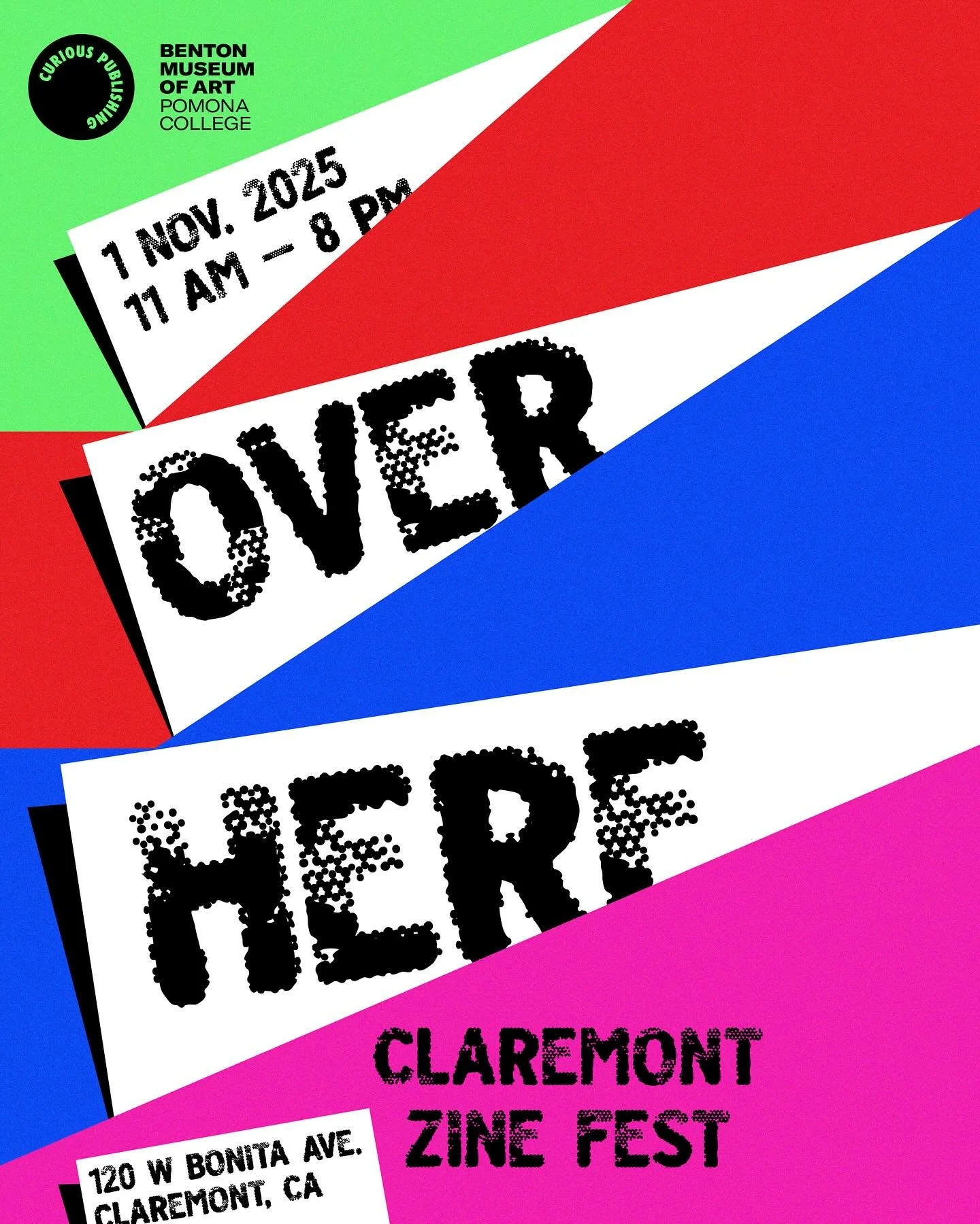 Over Here Claremont Zine Fest 📍 @bentonatpomona Saturday November 1 , 11am-8pm 〰️ vendors, music, workshops + community activations throughout the night with @claremont_lmoa and @claremontchamber 

Curious Publishing is landing back in Claremont for
