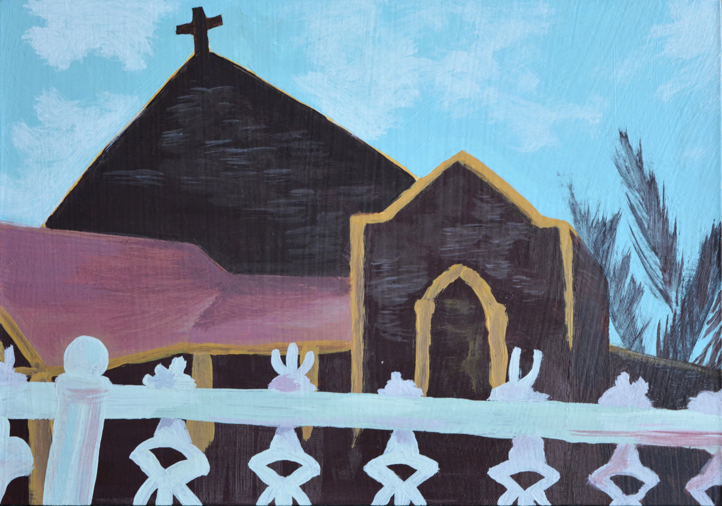 Small Chapel 5 x 7 inches, acrylic on wood panel, 2018
