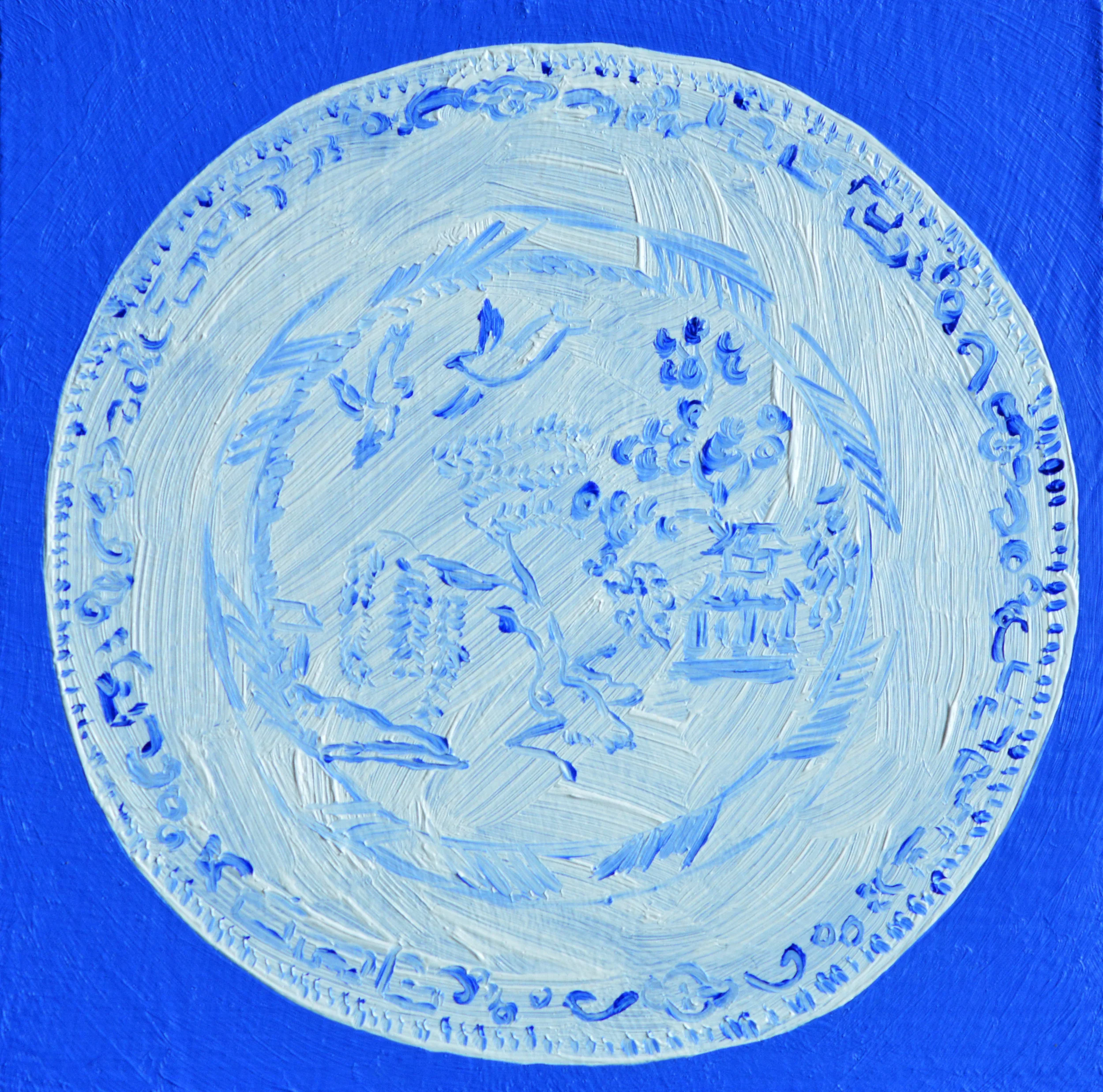 Willow Pattern 4 x 4 inches, oil and acrylic on wood panel, 2018