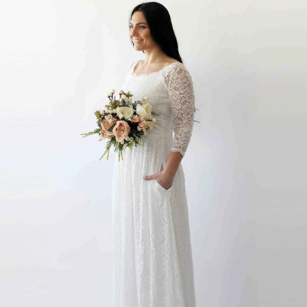 long sleeve casual wedding dress