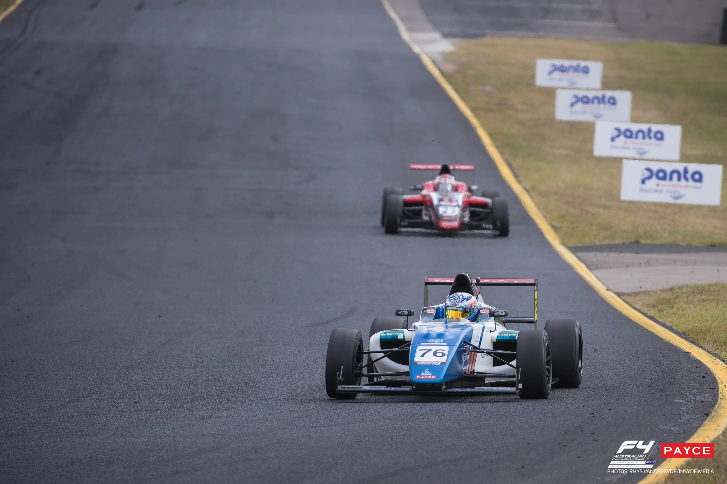 Emerson Harvey leads Luis Leeds at Sydney Motorsport Park.