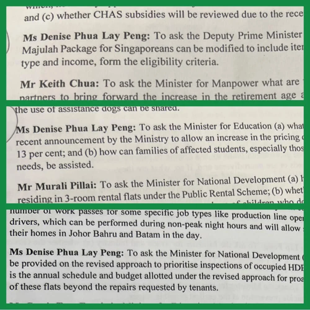 Parliamentary Questions @ This Month's Sitting