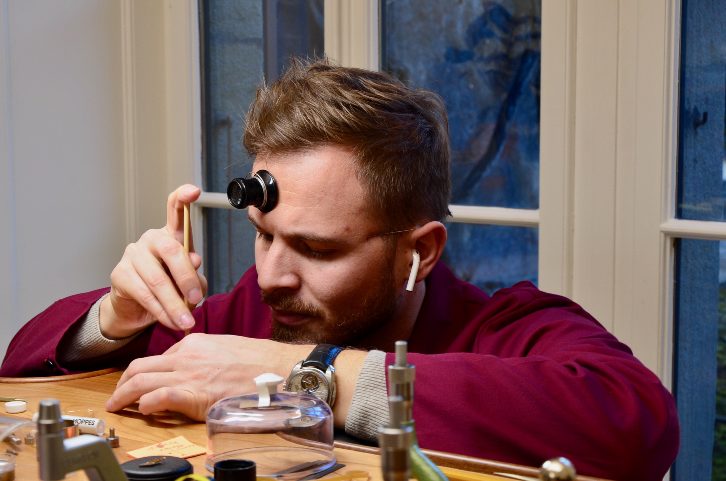 Rexhep Rexhepi at his workbench.