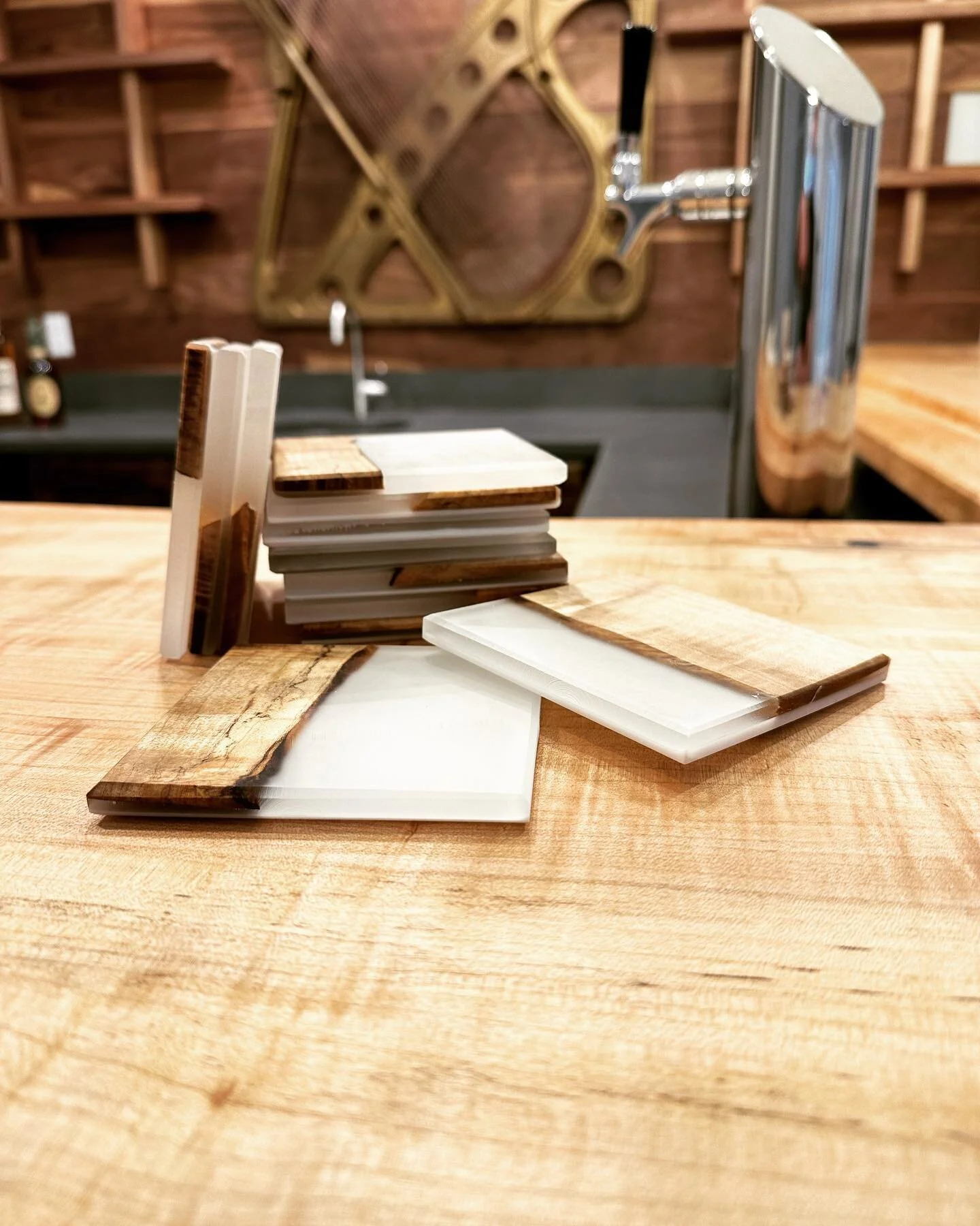 #coasters to match the bar are complete! #epoxy #woodworking #diy #maple #bar