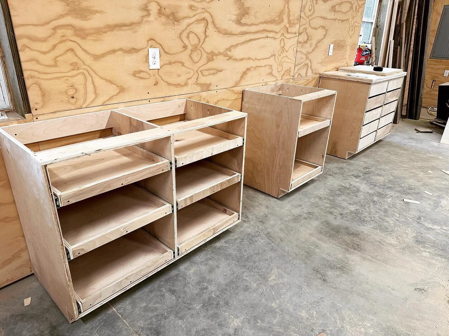 Nearing the finish line! It took me way too long to get here. But it was good to learn. #cabinets #woodshop #plywood #diy #woodwhisperer