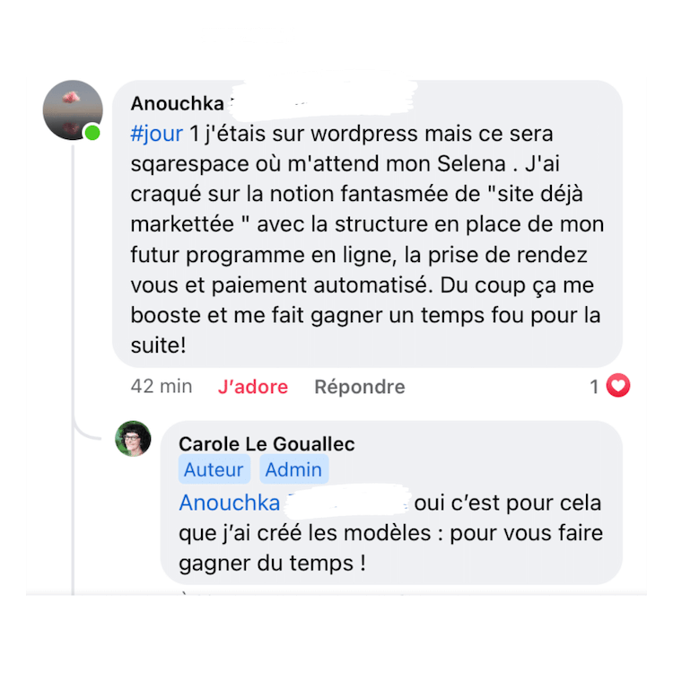 avis d'Anouchka sur le modèle de site Selena pour les thérapeutes