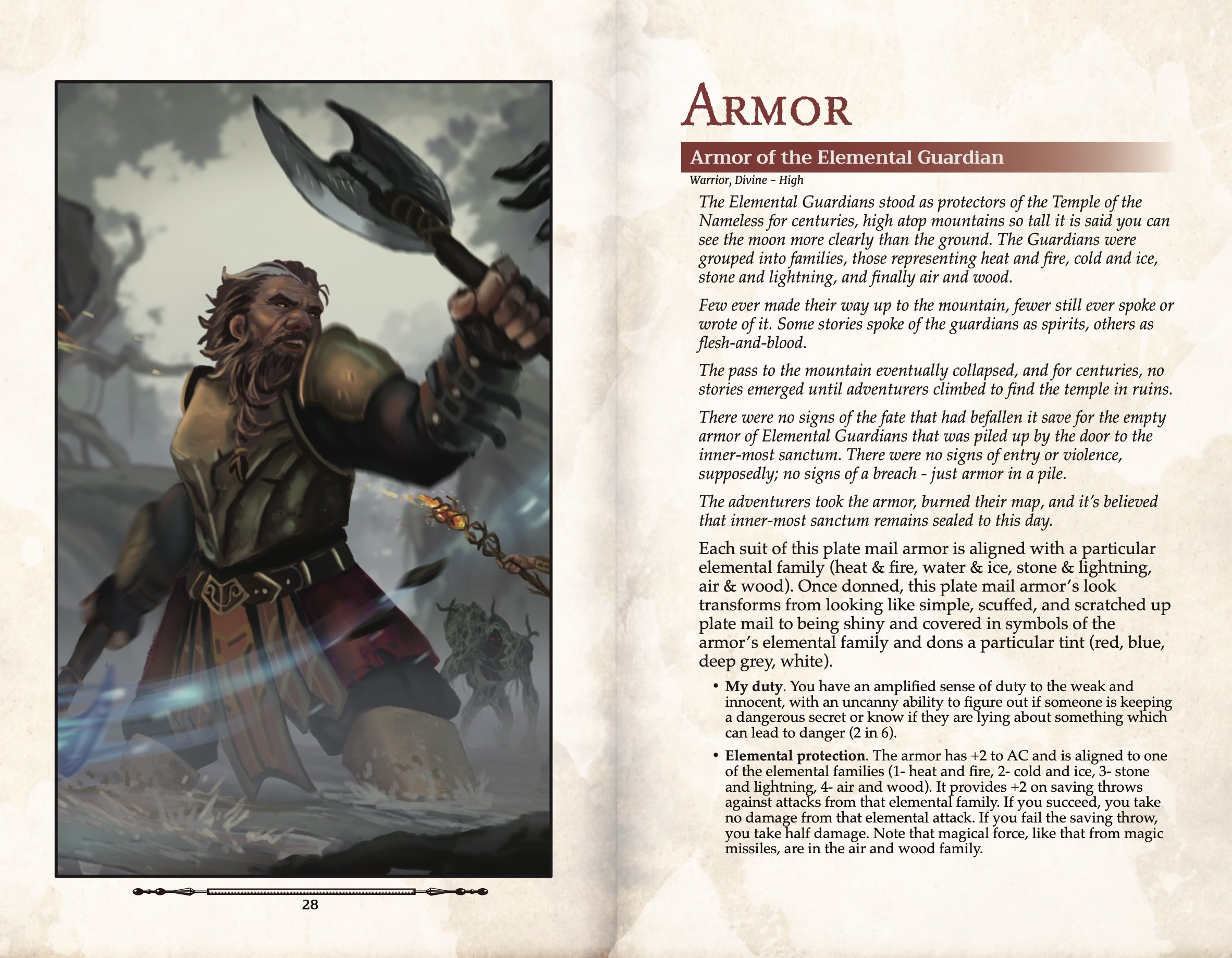 Wonderous and Perilous Treasures Volume 2 - Armor - Full page color art.jpg