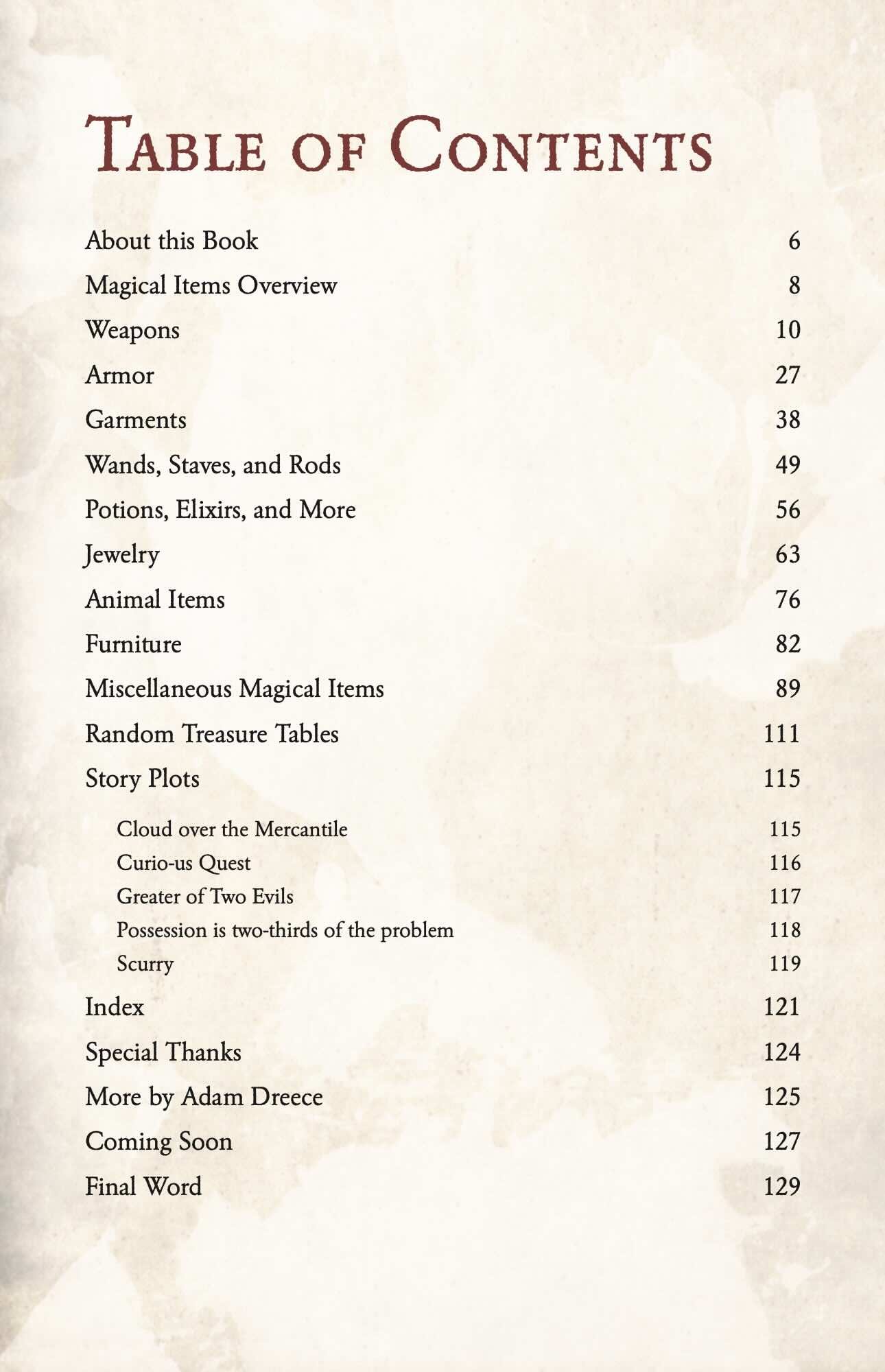 Wonderous and Perilous Treasures Volume 12- Table of Contents.jpeg
