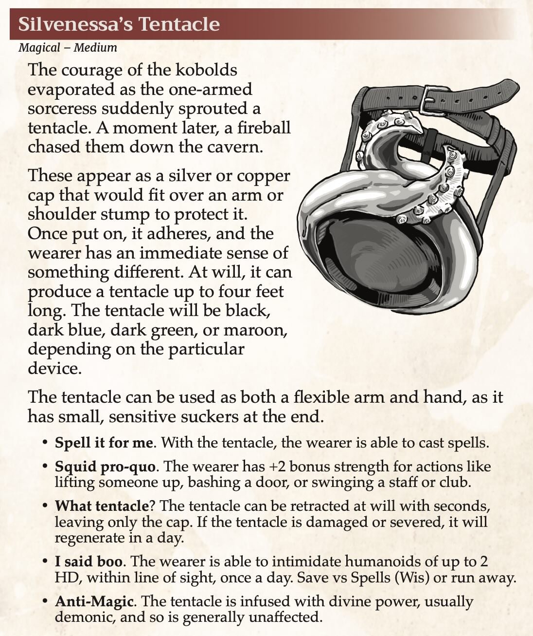 Wonderous and Perilous Treasures Volume 1 - Assistive Items - Silvenessas Tentacle.jpg