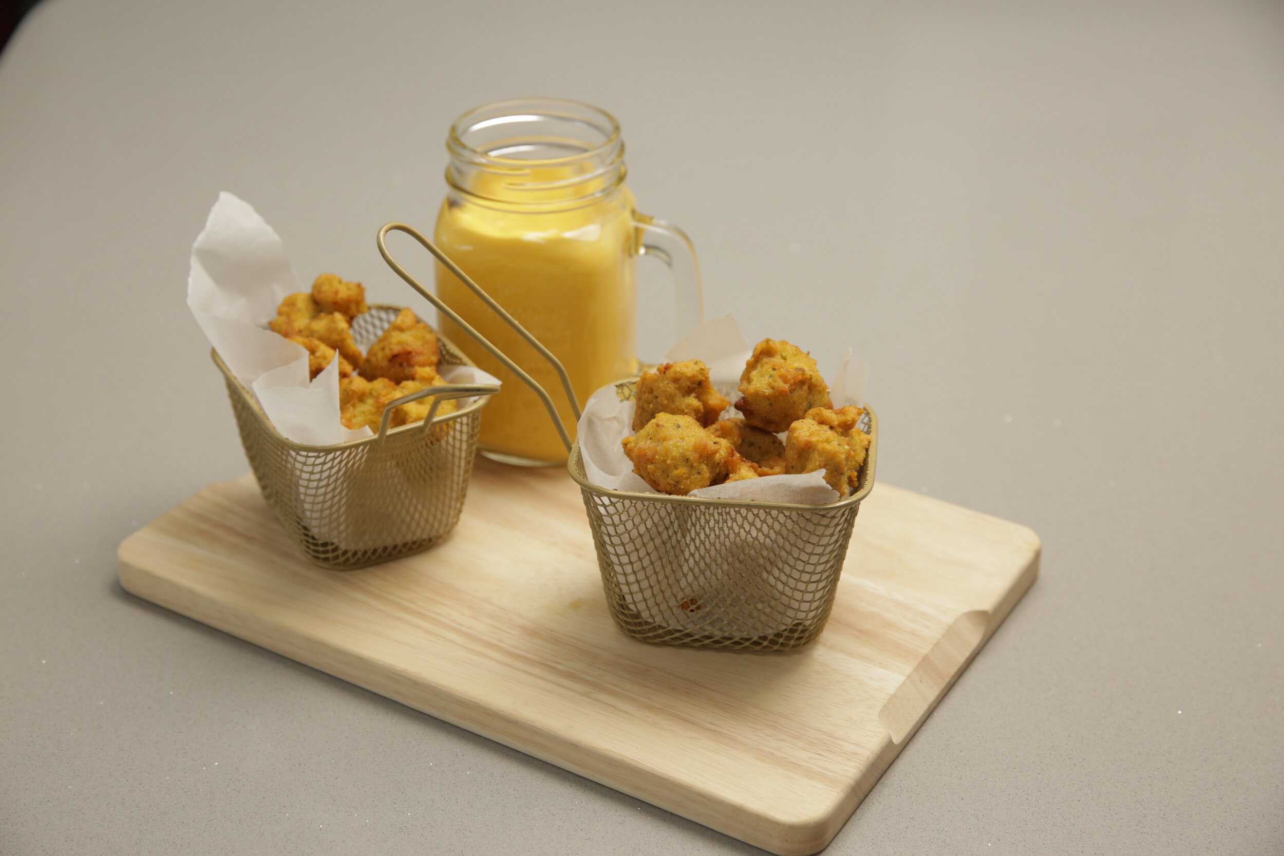 Chicken and Lentil Pakora with Mango Lassi.JPG