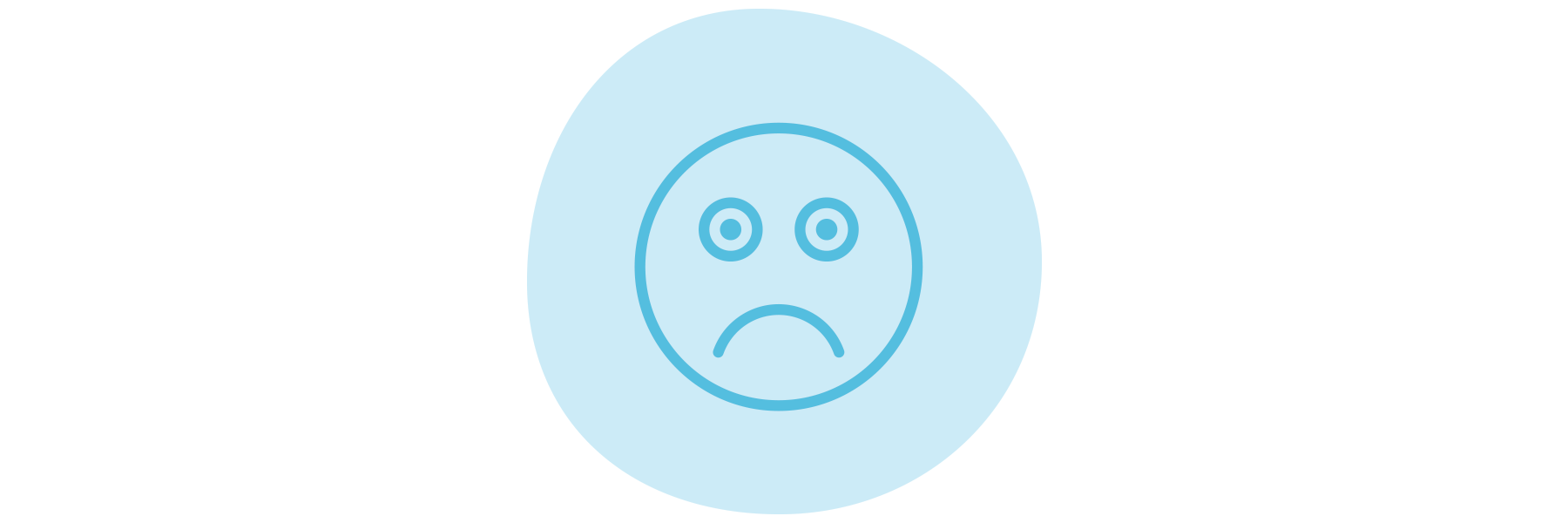 A blue icon with a frowning, unhappy face.