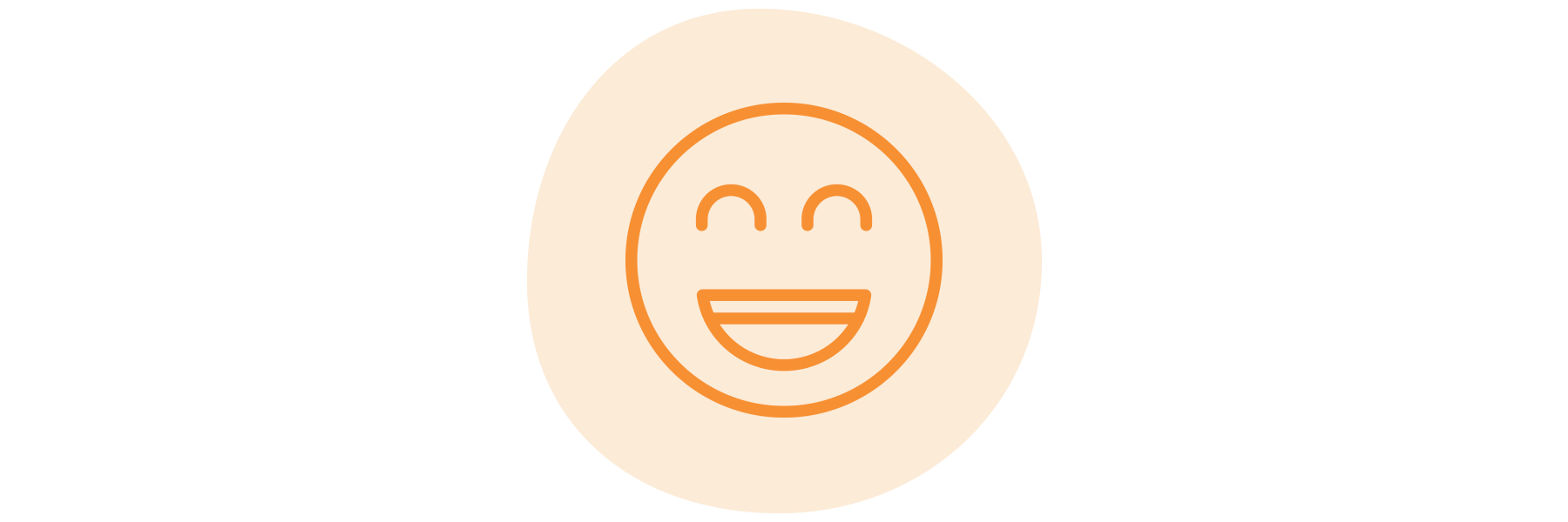 An orange hand-drawn smiley face.