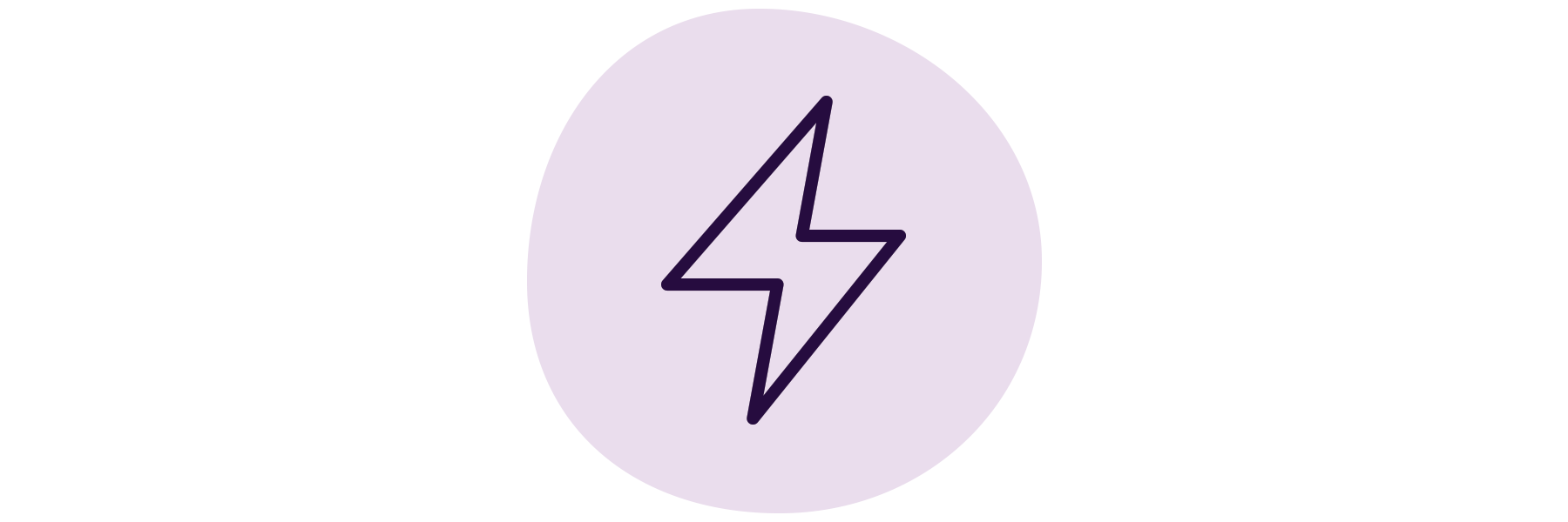 A purple, hand-drawn lightning bolt icon.