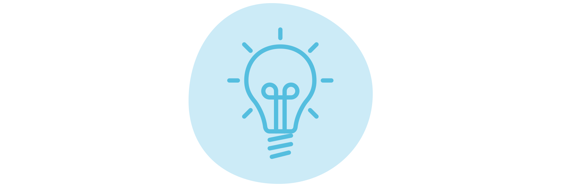 A blue hand-drawn light bulb icon.