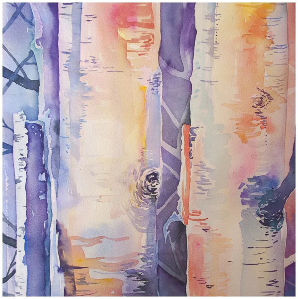 Trees in Watercolor: "Birch Portrait"