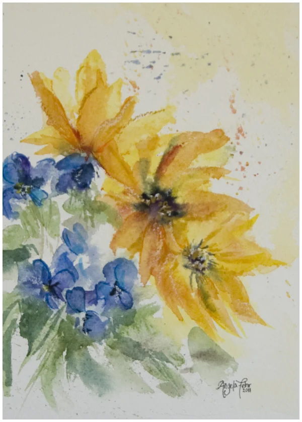 Violets & Arnica Watercolor Sketch