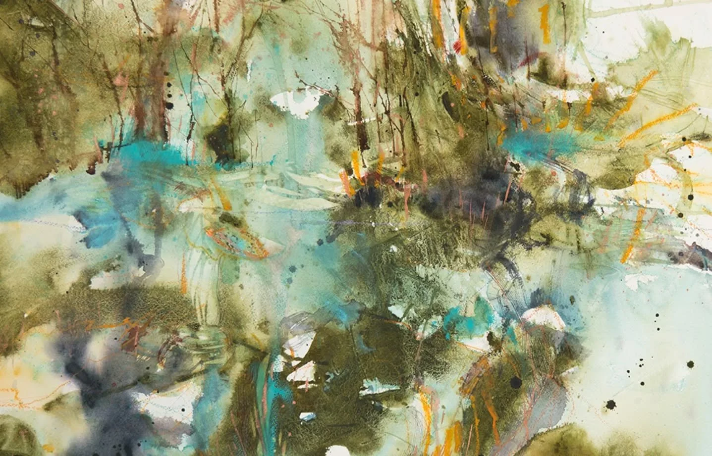 Recently I was sorting through unfinished paintings in the studio and  I found this one that surprised me. Messy. Random. Light and dark, warm and cool. Draggy, stuttering lines. And yet there seemed to be a pattern swimming up through the chaos in a