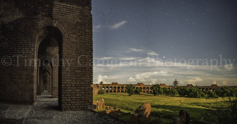 Moonlit Archways Under the Stars Pano