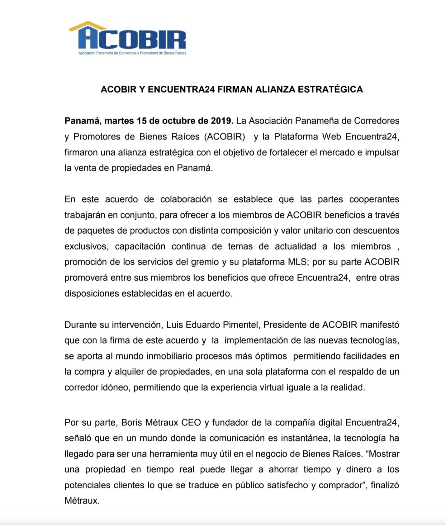 Anuncio oficial