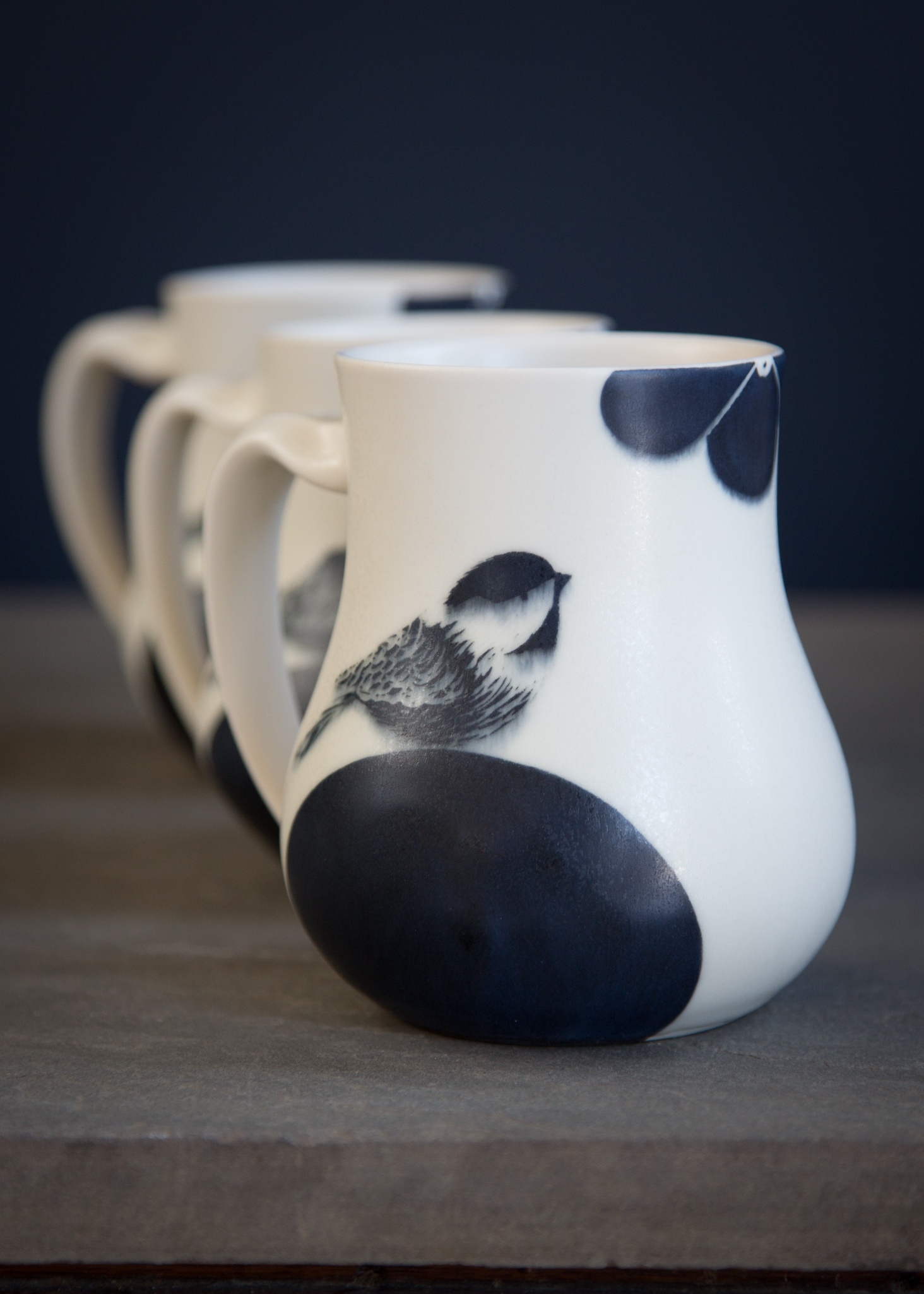 Porcelain Chickadee Mugs