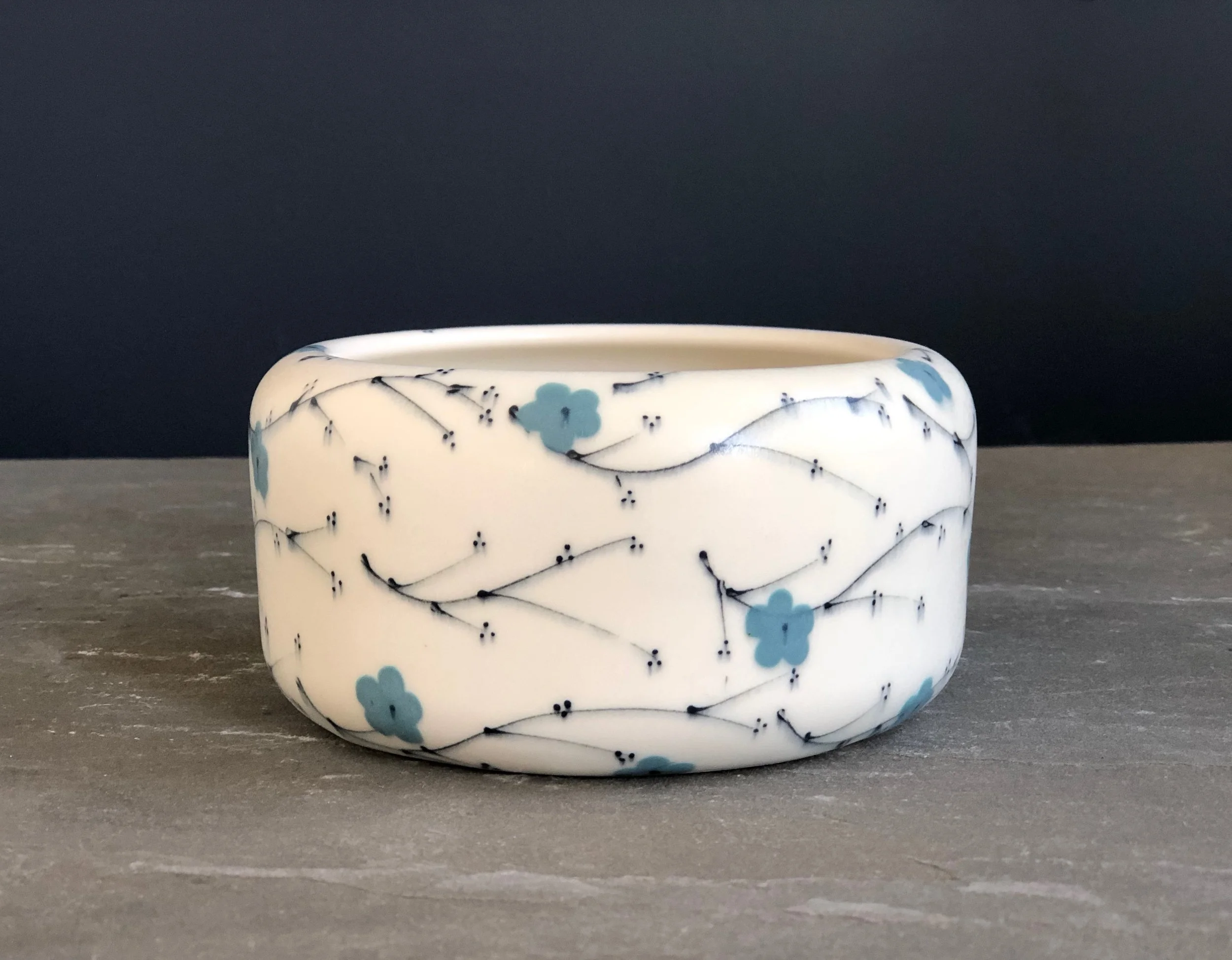 Porcelain Vessel with Branches and Blue Blossoms