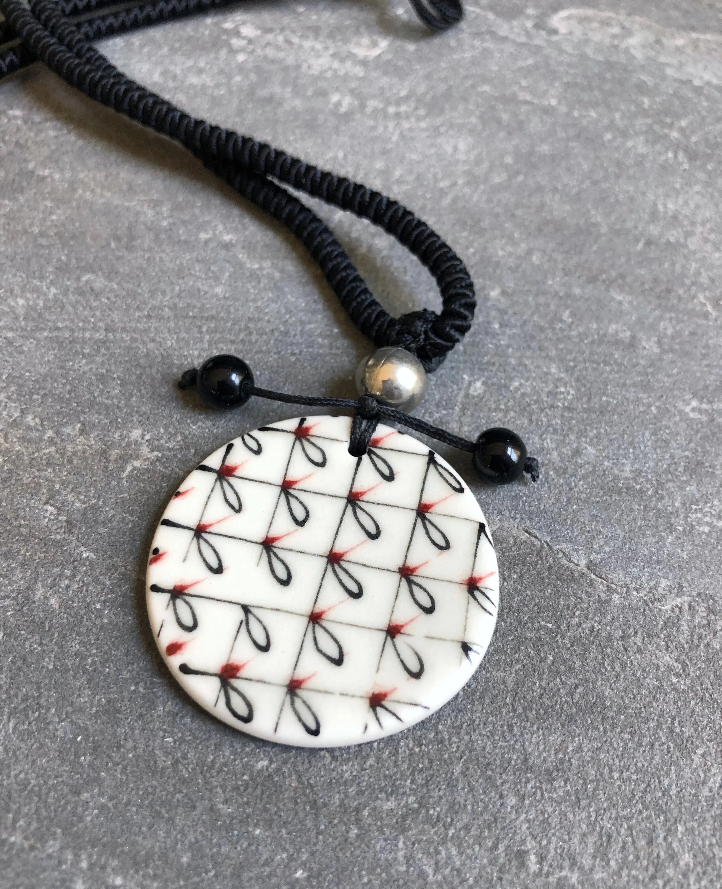 Porcelain Pendant with Adjustable Cord