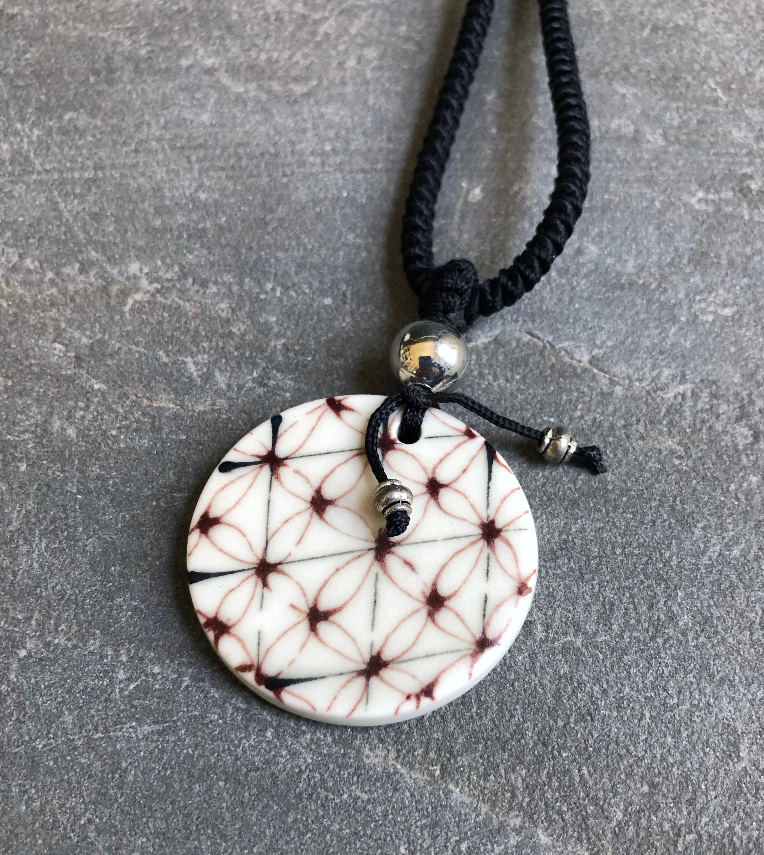 Porcelain Pendant with Adjustable Cord 