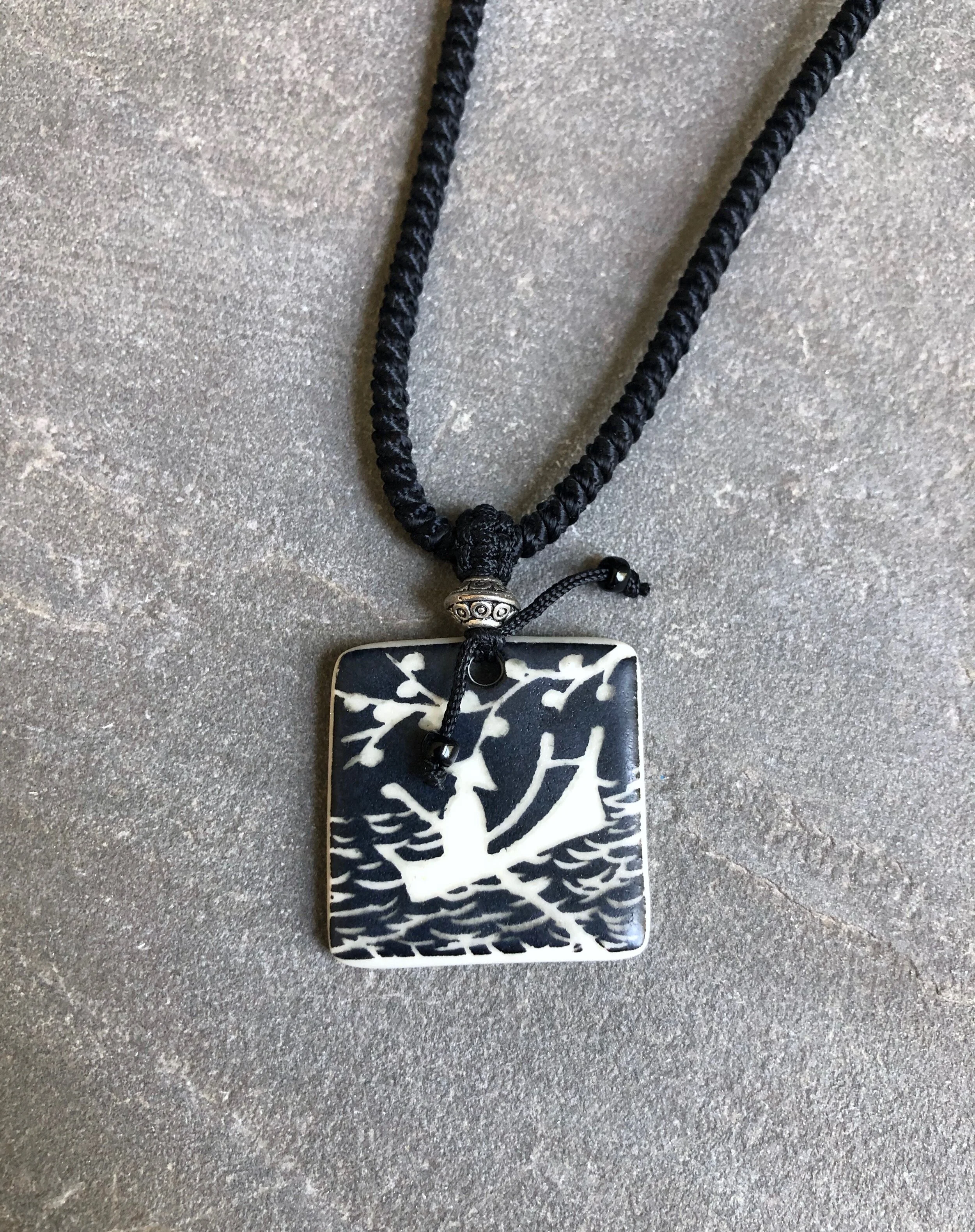 Porcelain Pendant with Adjustable Cord 