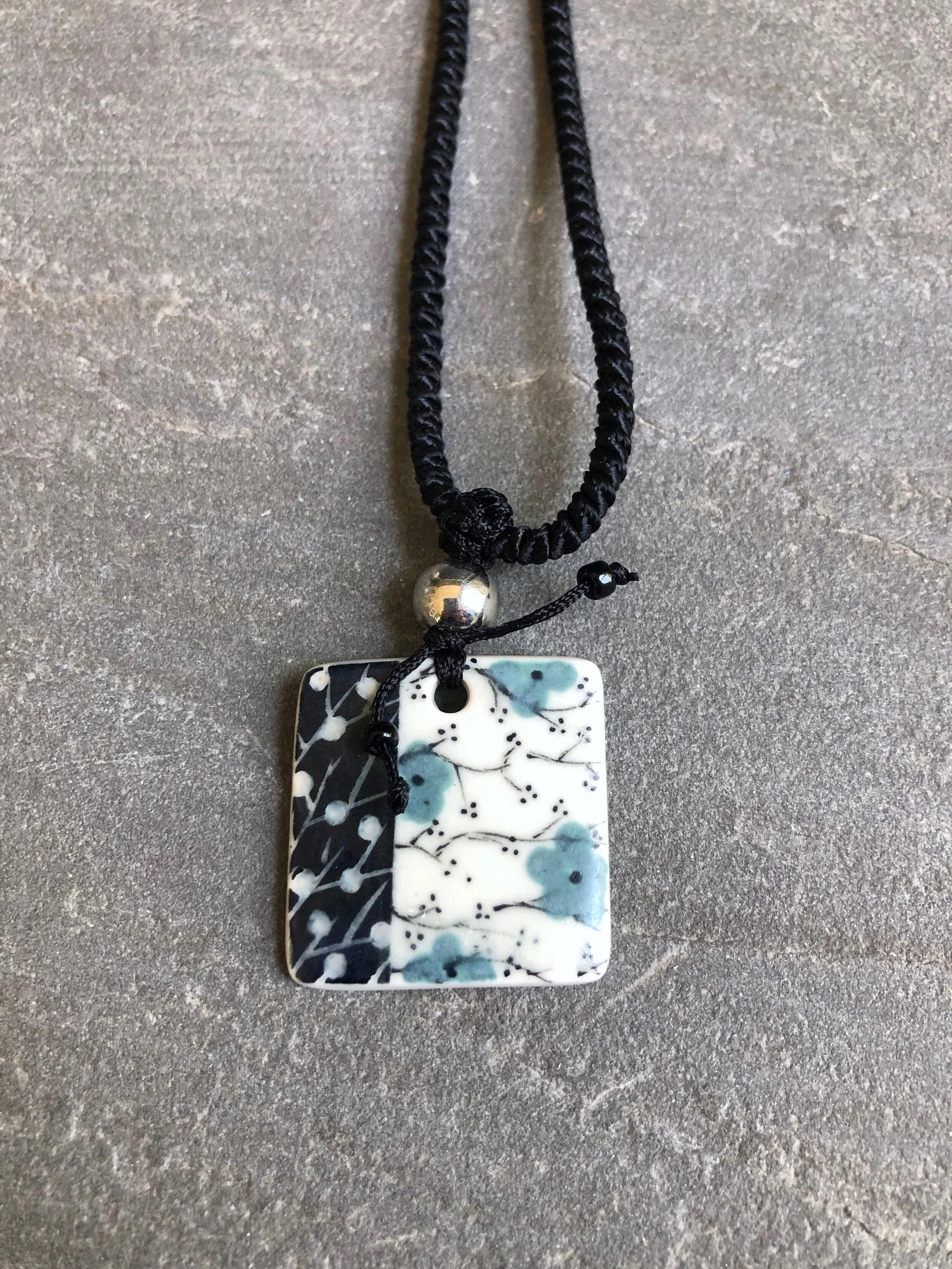 Porcelain Pendant with Adjustable Cord   