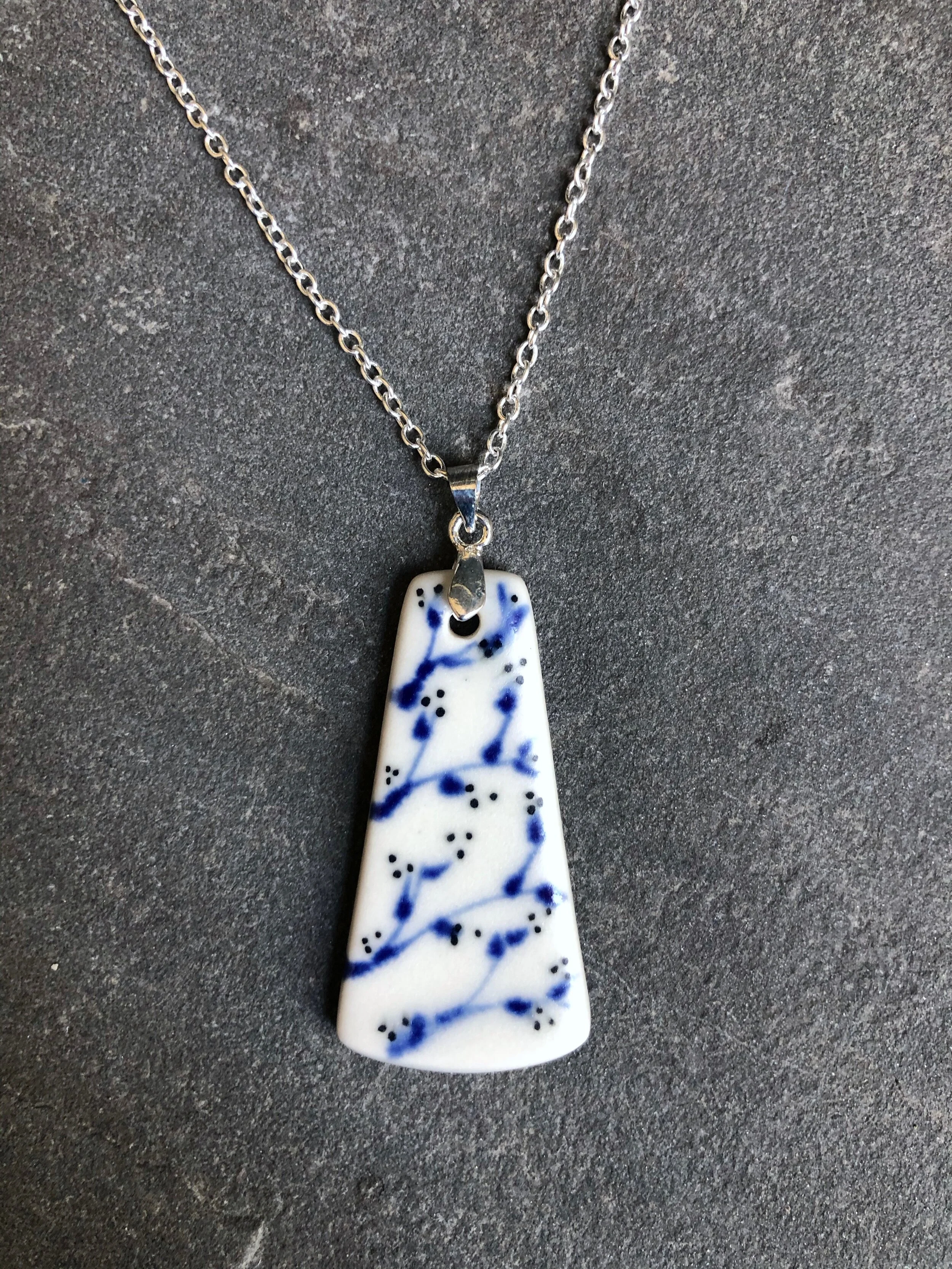 Porcelain Pendant with Sterling Silver Chain