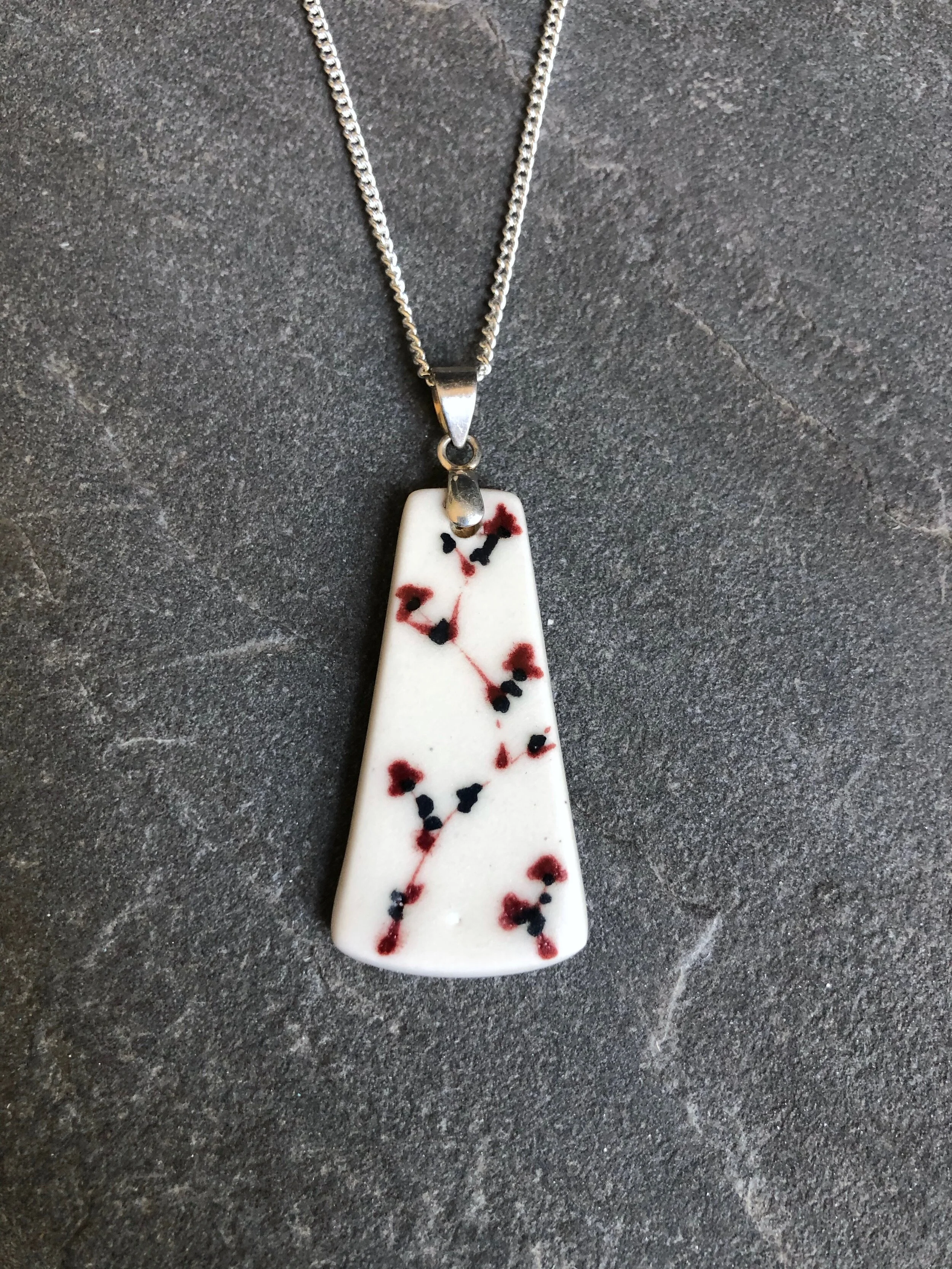 Porcelain Pendant with Sterling Silver Chain