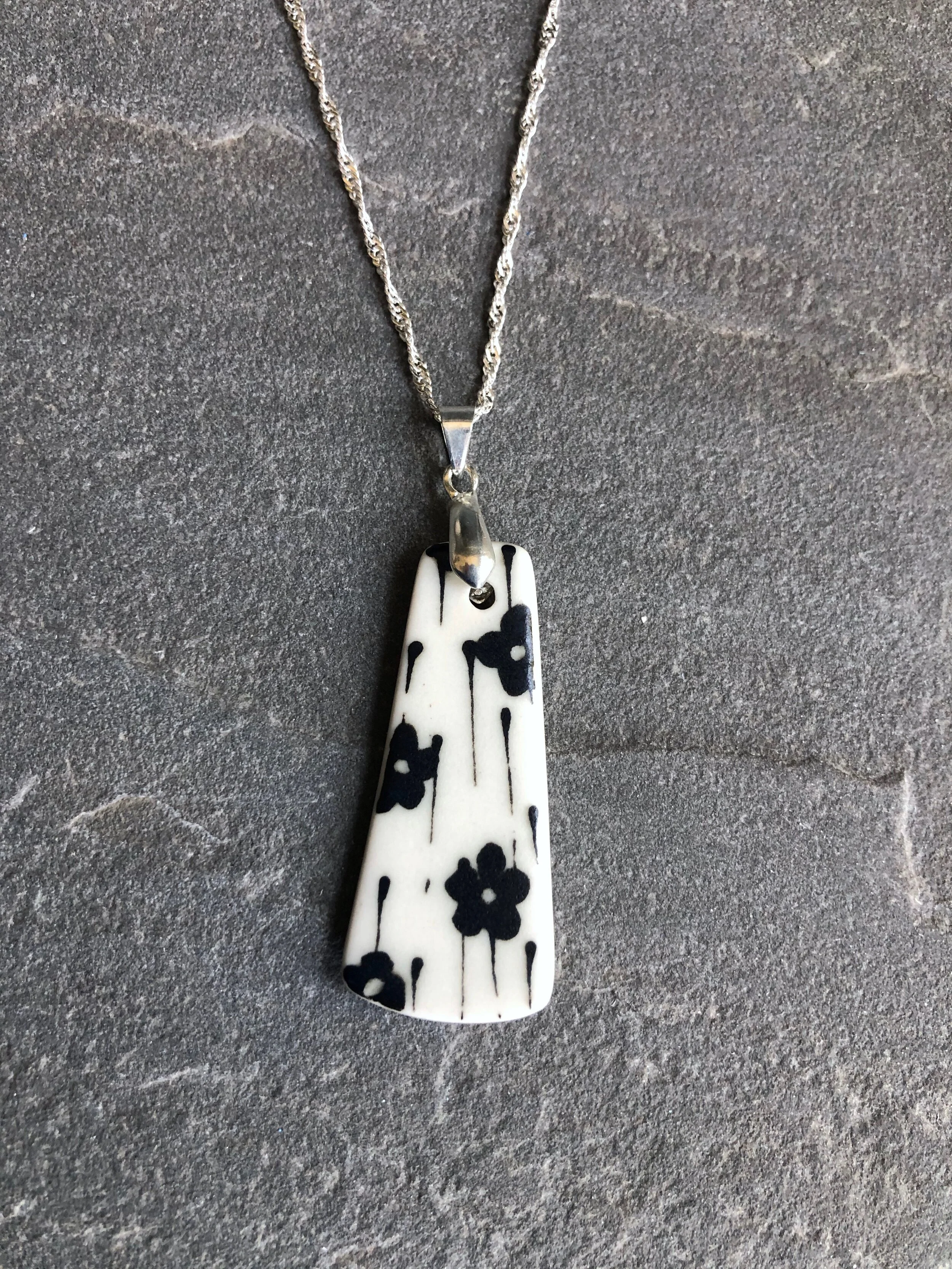 Porcelain Pendant with Sterling Silver Chain 