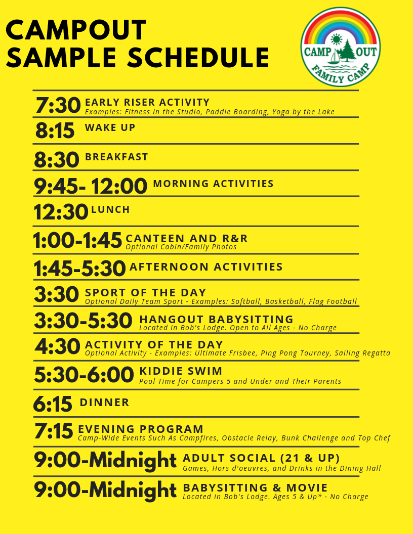 Daily Schedule CampOut Family Camp Daily Schedule CampOut Family Camp