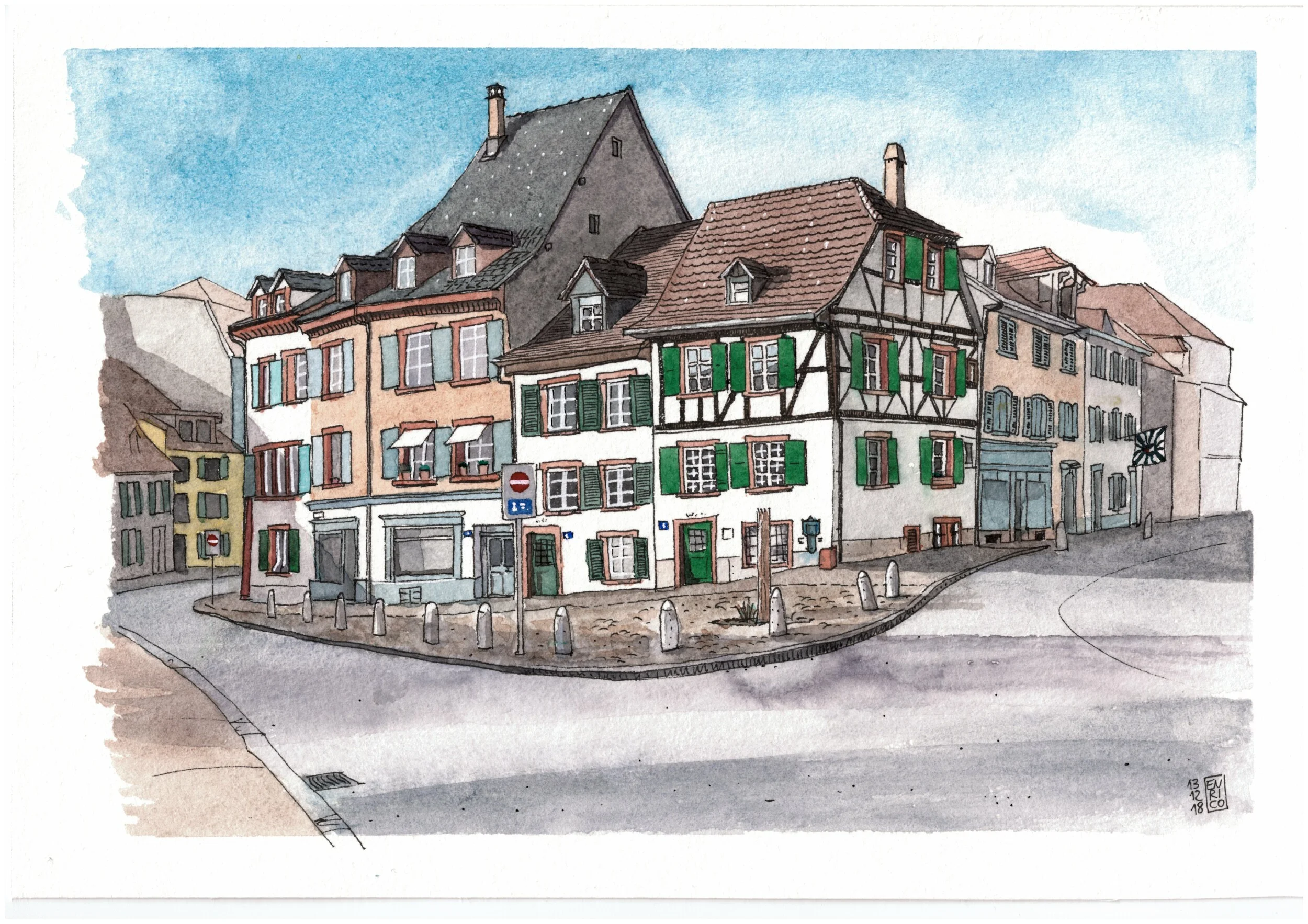 This was a commission, I hope it was liked. I omitted the tree standing in front of the house because it would have obstructed the view of the house, and i am not very good in drawing tree branches anyway...